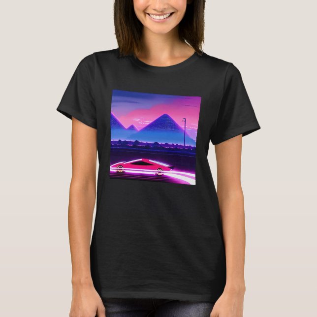 Synthwave car outrun retrowave futuresynth sci fi  T-Shirt (Front)