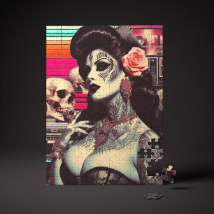 Synthwave Creepy Pin-up Jigsaw Puzzle