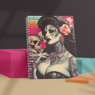 Synthwave Creepy Pin-up Notebook