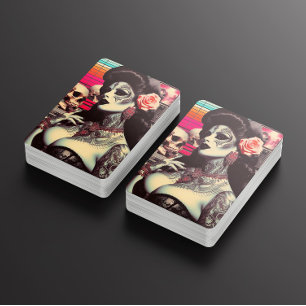 Synthwave Creepy Pin-up Playing Cards