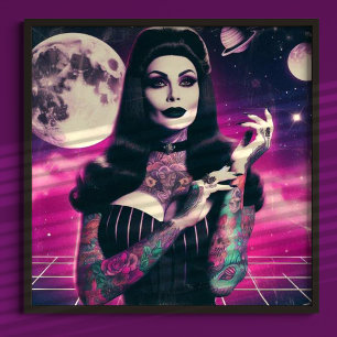 Synthwave Goth Pin-up Poster
