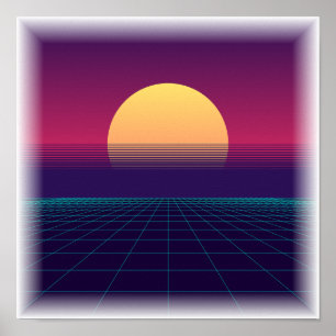 Synthwave Grid - Retrowave 80s Aesthetic Poster