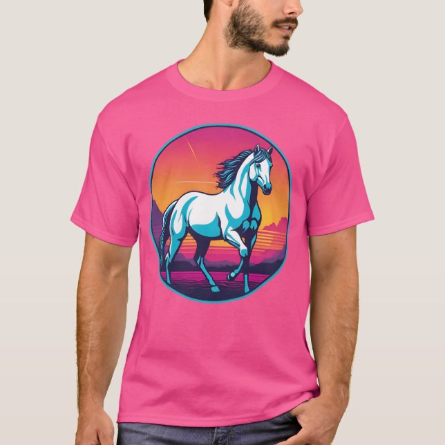 Synthwave Horse family T-Shirt (Front)