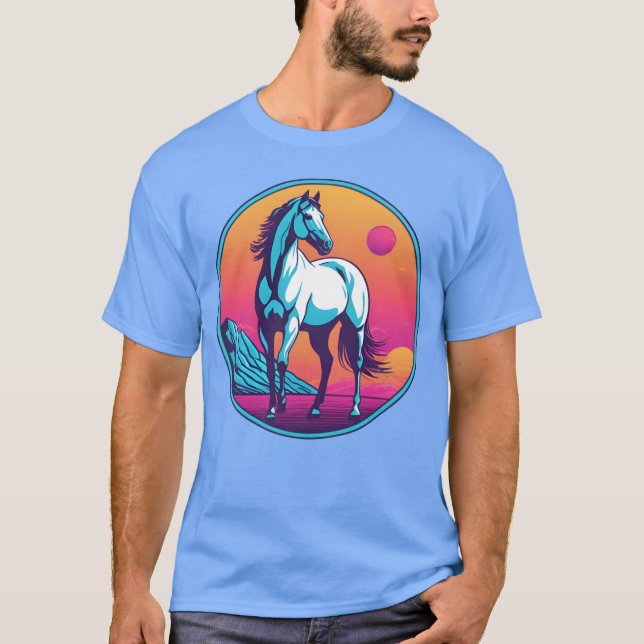 Synthwave Horse girl T-Shirt (Front)