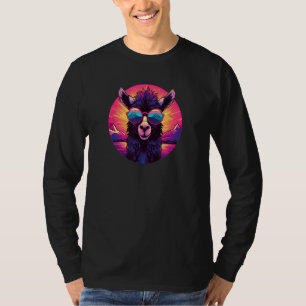Synthwave Llama with Sunglasses Retro 80s T-Shirt