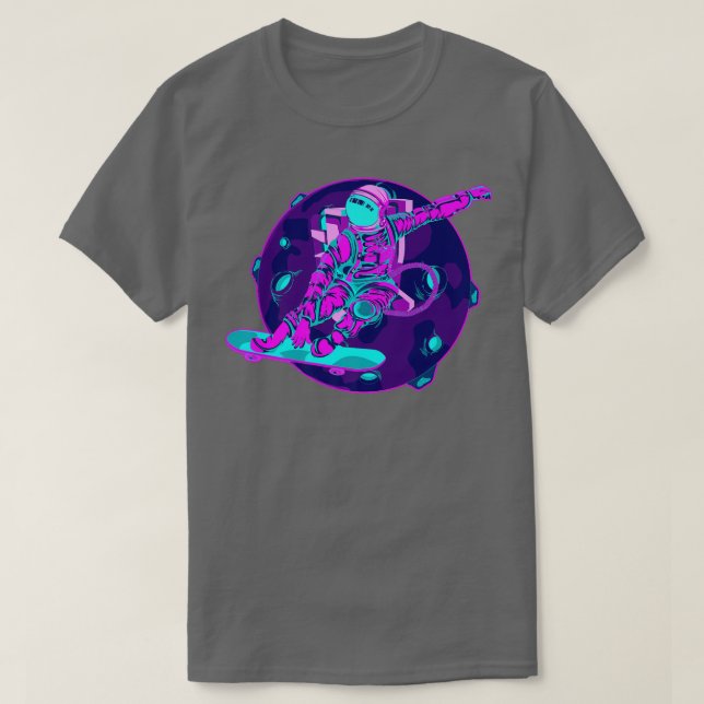 Synthwave Moon Space 80s Vaporwave Skateboarding A T-Shirt (Design Front)