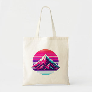 Synthwave Mountain Tote Bag – Retro Sunset Vibes