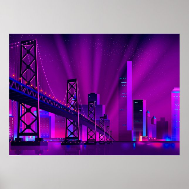 Synthwave Neon City San Francisco Poster (Front)