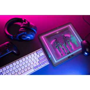 Synthwave Neon Robotic Graphic Mouse Pad
