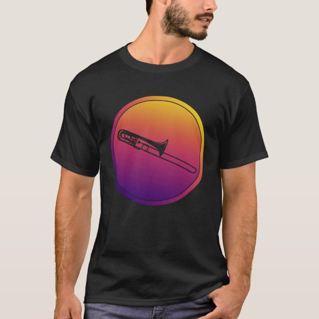 Synthwave Orchestra Instrument Retrowave Trombone  T-Shirt (Front)