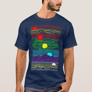 Synthwave Outrun Landscapes Mountains Desert Hills T-Shirt
