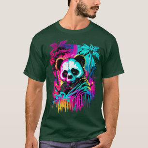 Synthwave Panda Rare Panda Graphic Cyberpunk Art T-Shirt