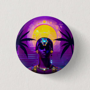 Synthwave Pharaoh 3 Cm Round Badge