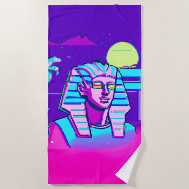 Synthwave Pharaoh Beach Towel (Front)