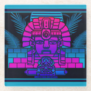 Synthwave Pharaoh Glass Coaster