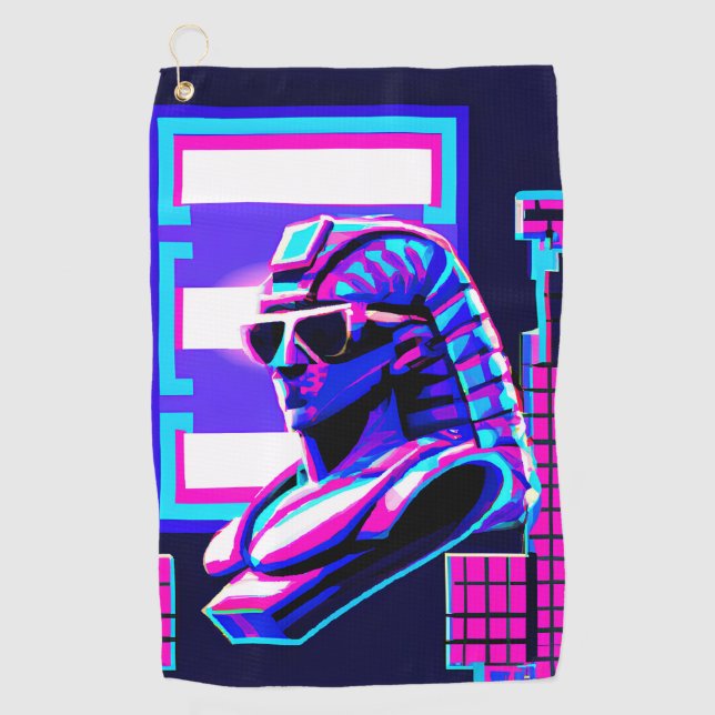 Synthwave Pharaoh Golf Towel (Front)
