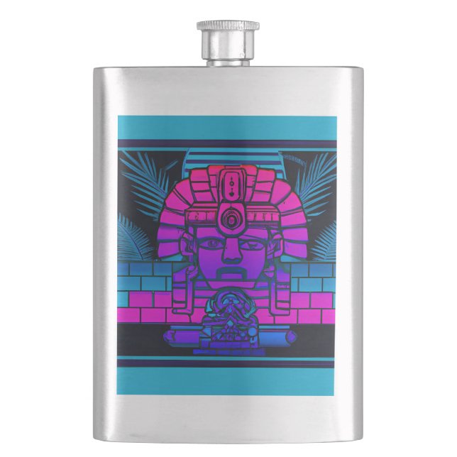 Synthwave Pharaoh Hip Flask (Front)