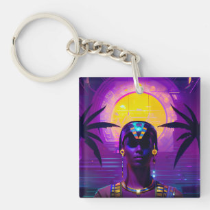 Synthwave Pharaoh Key Ring