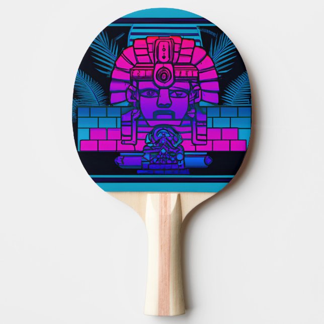 Synthwave Pharaoh Ping Pong Paddle (Front)
