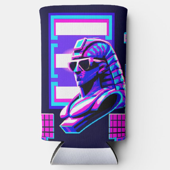 Synthwave Pharaoh Seltzer Can Cooler (Front)