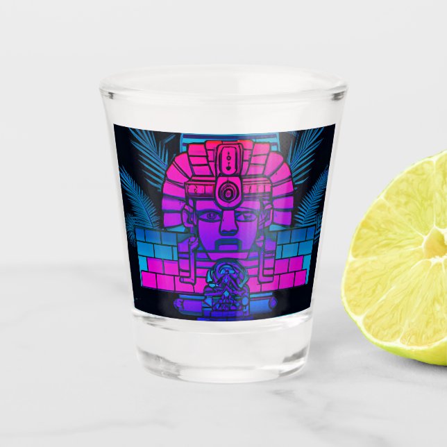 Synthwave Pharaoh Shot Glass (Front)