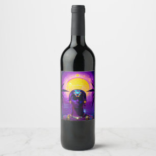 Synthwave Pharaoh Wine Label