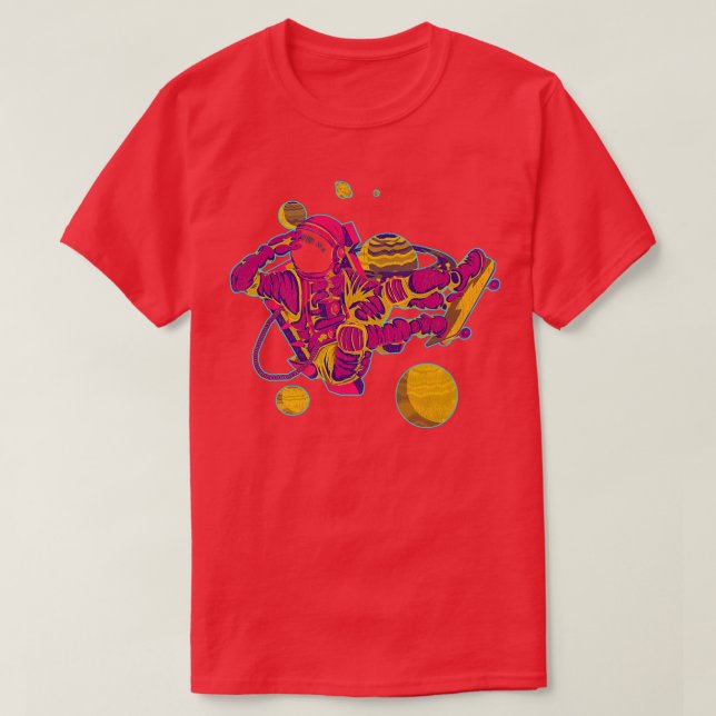 Synthwave Plantes Space Skateboarder 80s Vaporwave T-Shirt (Design Front)