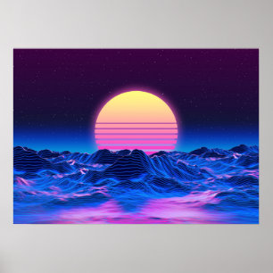 Synthwave Poster   Retrowave Wall Art