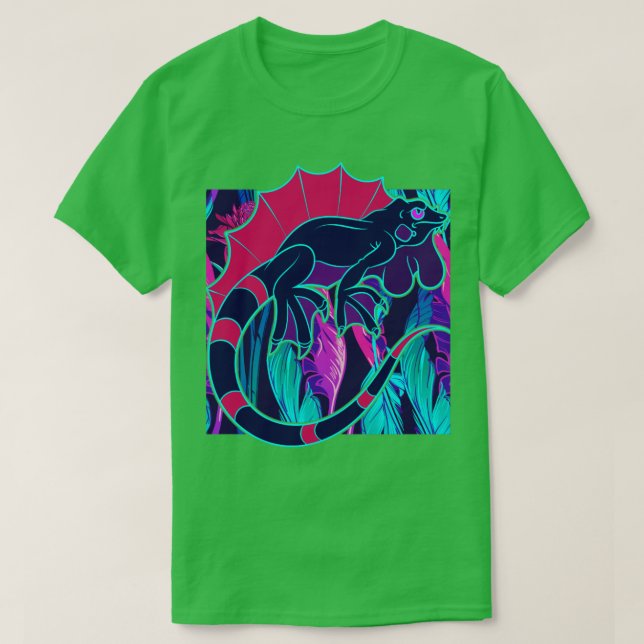 Synthwave Reptile Lover Pet Lizard Owner Iguana T-Shirt (Design Front)