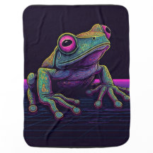 Synthwave Treefrog Baby Blanket