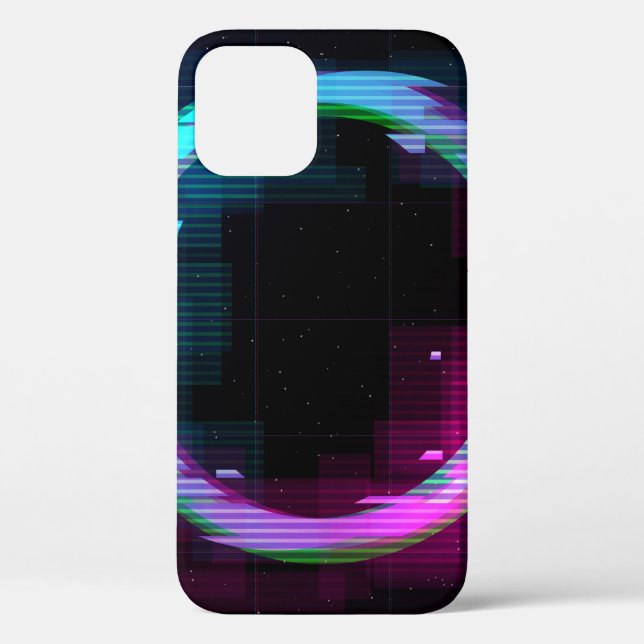 Synthwave Vaporwave Retrowave Glitch Circle with b Case-Mate iPhone Case (Back)