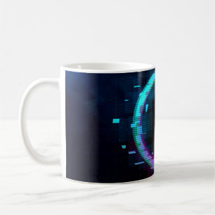 Synthwave Vaporwave Retrowave Glitch Circle with b Coffee Mug