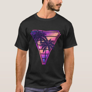 Synthwave Vaporwave Triangle Palm Trees Gradient  T-Shirt