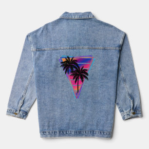 Synthwave Vaporwave Triangle Palm Trees Gradient u Denim Jacket