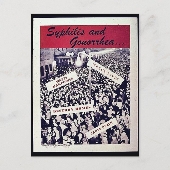 Syphilis And Gonorrhoea Postcard (Front)