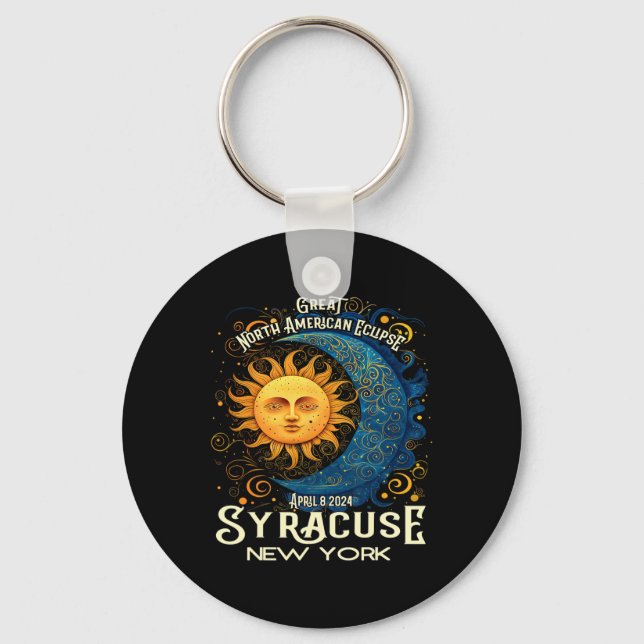 Syracuse New York 2024 Total Solar Eclipse Celesti Key Ring (Front)