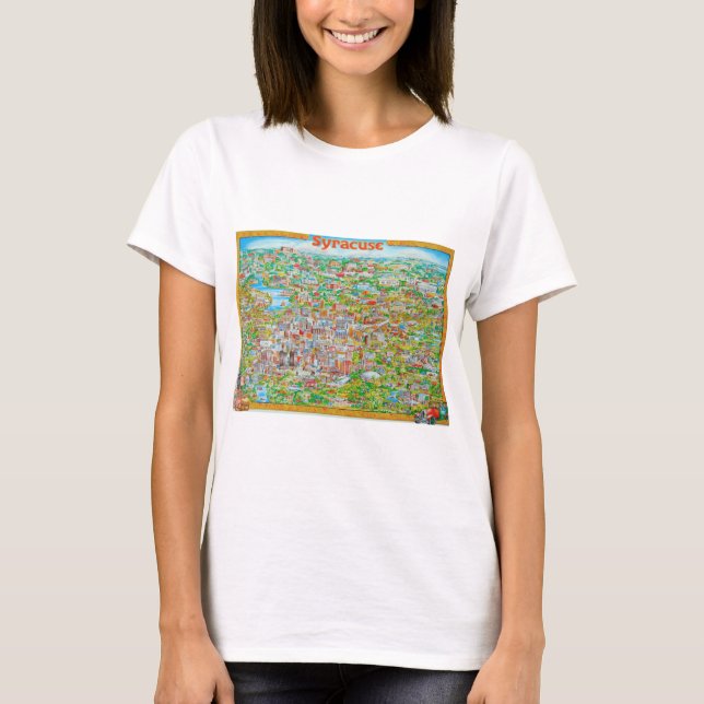 Syracuse New York Map T-Shirt (Front)