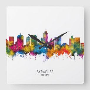 Syracuse New York Skyline Square Wall Clock