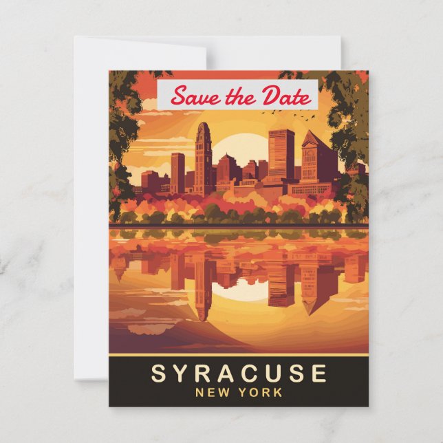 Syracuse New York Skyline Wedding Invitation (Front)