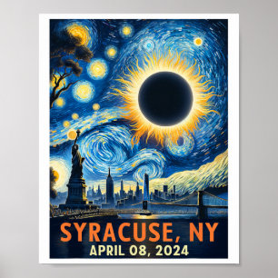 Syracuse New York Total Solar Eclipse 2024 Starry  Poster
