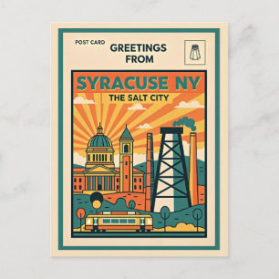 Syracuse NY The Salt City Retro Postcard