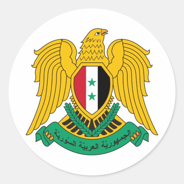 Syria coat of arms classic round sticker (Front)