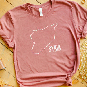 Syria Country Map Syrian Nation Border Line Shape T-Shirt