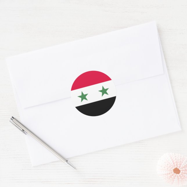 Syria flag classic round sticker (Envelope)