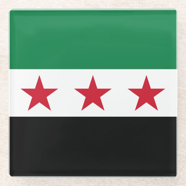 Syria Flag Glass Coaster (Front)