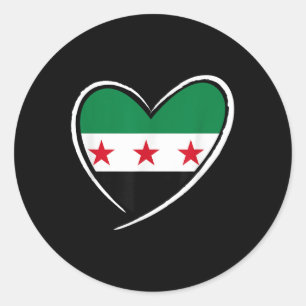 Syria Flag Heart Syrian Men Women Kids Boys Girls Classic Round Sticker