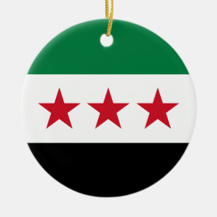 Syria ornament, Syrian Flag, Christmas, patriotic Ceramic Tree Decoration