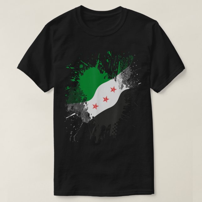 Syria Revolution Green Syrian Flag Free Syria  T-Shirt (Design Front)