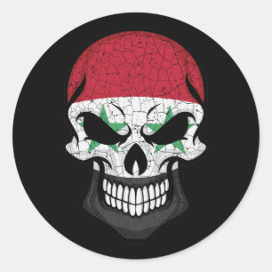 Syria Smiling Skull Flag Classic Round Sticker