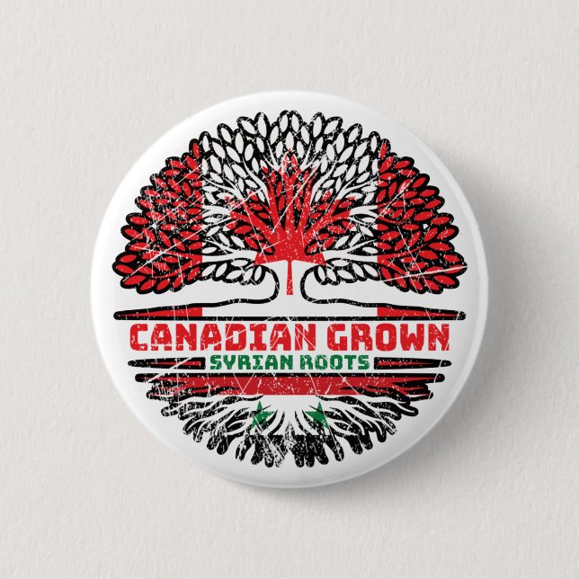 Syria Syrian Canadian Canada Tree Roots Flag 6 Cm Round Badge (Front)